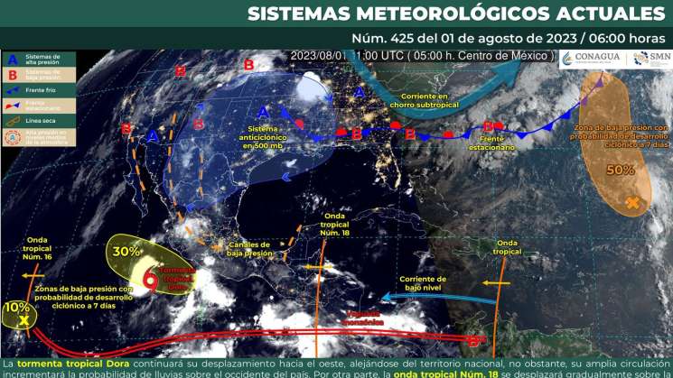 Se esperan lluvias moderadas, tormentas, vientos y chubascos 