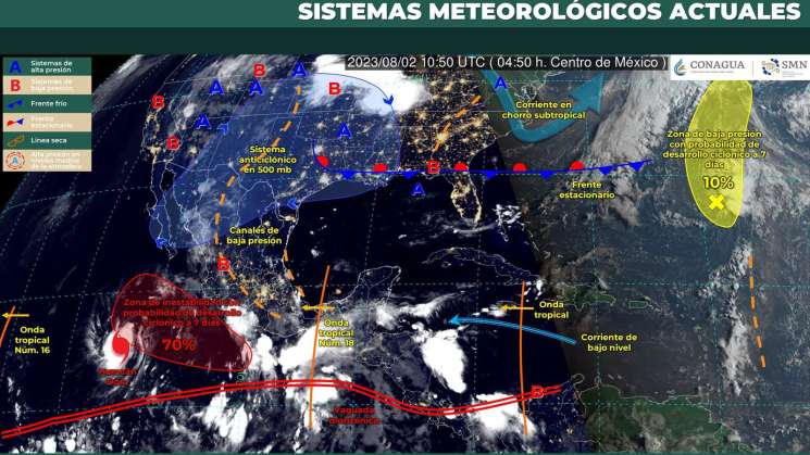 lluvias moderadas, tormentas y rachas de viento para Oaxaca