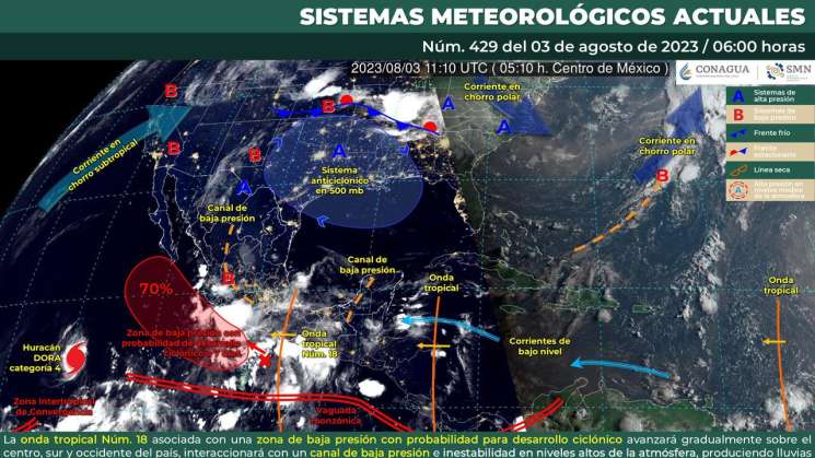 Onda tropical 18 dejará lluvias, tormentas y viento en Oaxaca