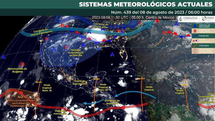 Onda tropical número 20 llegará a Oaxaca por la tarde