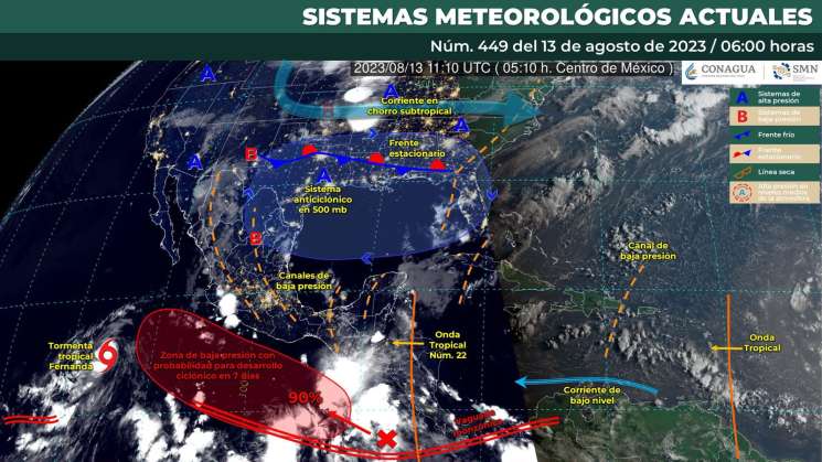 Onda tropical 22 llegará al territorio oaxaqueño por la tarde