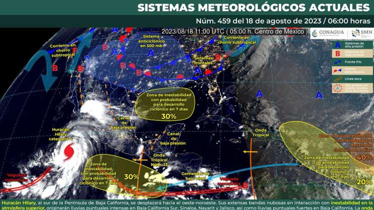 Onda tropical número 23 llega al estado de Oaxaca 