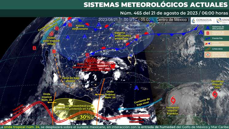 Anuncia lluvias fuertes en Oaxaca por inda tropical 24