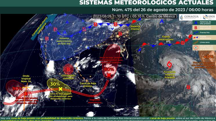 Cielo nublado con lluvias intensas en Oaxaca