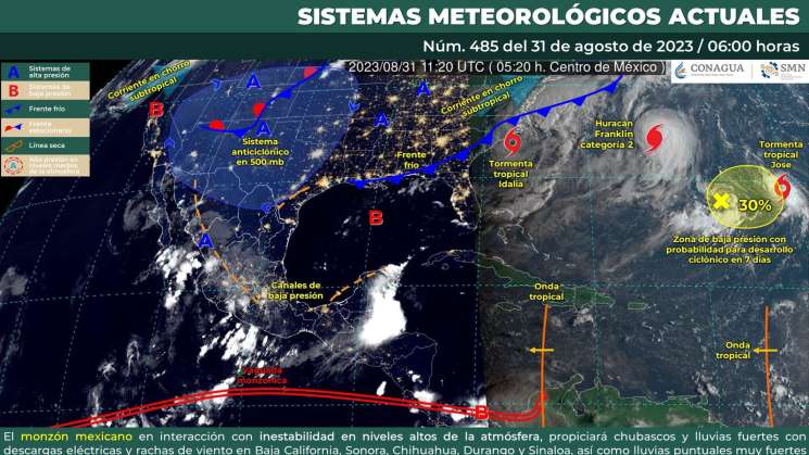 Registrarán lluvias fuertes tres regiones de Oaxaca