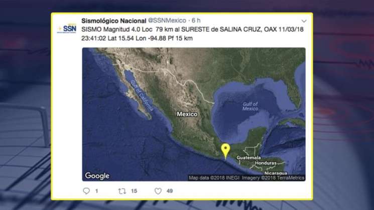 Registra Oaxaca temblor de 4.0 de magnitud