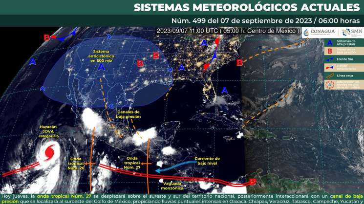 Onda tropical 27 entrará a Oaxaca, dejará lluvias vespertinas