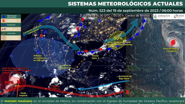 Canales de baja presión provocarán chubascos y lluvias en Oaxaca 