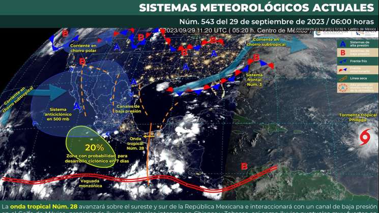 Poca actividad de lluvias para el estado por Onda tropical 28