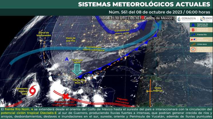 Prevén lluvias fuertes aisladas, oleaje elevado y marejadas 