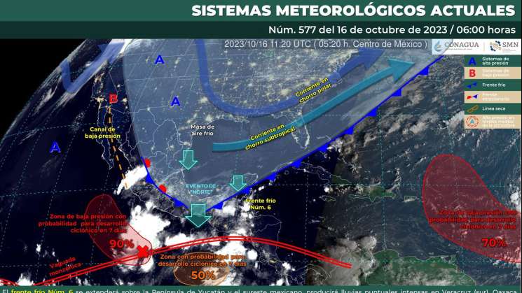 Frente frío 6 generará lluvias fuertes en 4 regiones de Oaxaca 