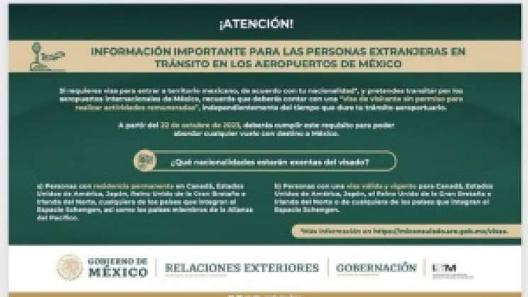 Endurece México normas para extranjeros que necesitan visa 