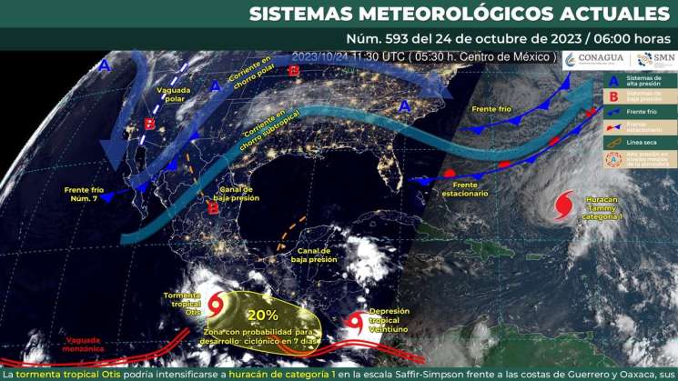 Dejará tormenta tropical Otis lluvias de variables en Oaxaca 