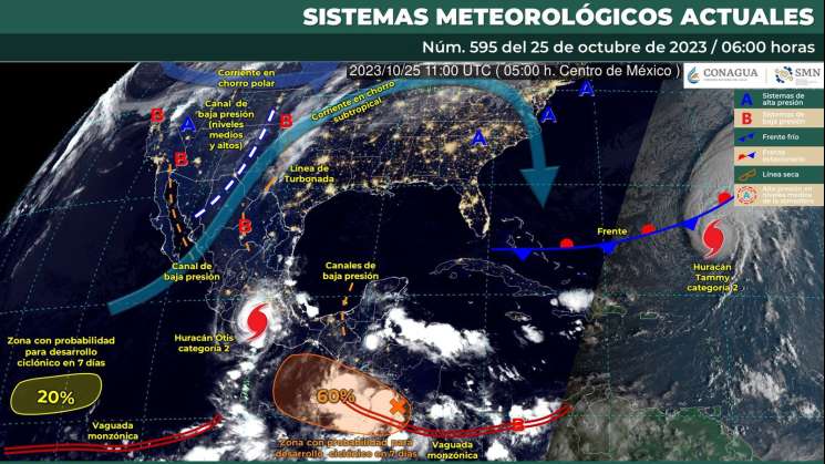 Continuarán lluvias en Costa, Sierra Sur y Mixteca por Otis