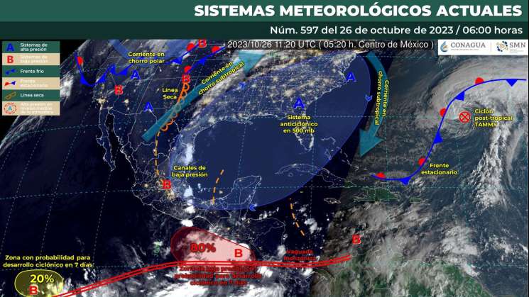 Entrada de humedad provocará lluvias y chubascos en Oaxaca 