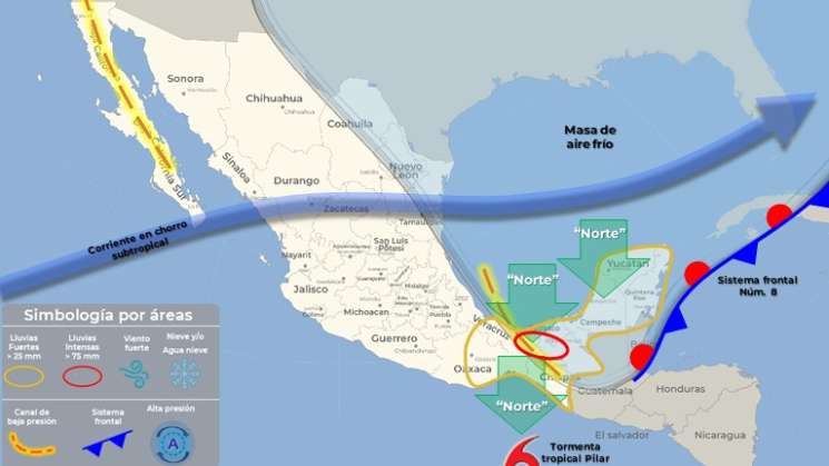 Evento de norte, lluvias y lloviznas este jueves en Oaxaca 