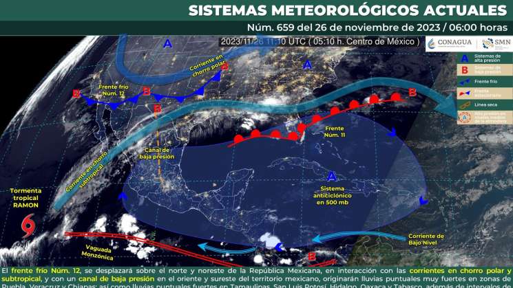  Se prevé este domingo intervalos de chubascos al norte de Oaxaca