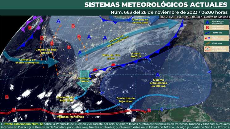 Se esperan lluvias de variable intensidad por frente frío 12