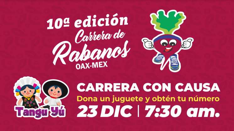 Convocan a participar en 10° Carrera de Rábanos y dona un juguete