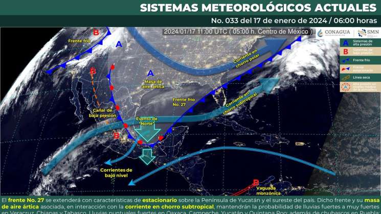 Se prevén probabilidad de lluvias,ambiente frío y norte en Oaxaca