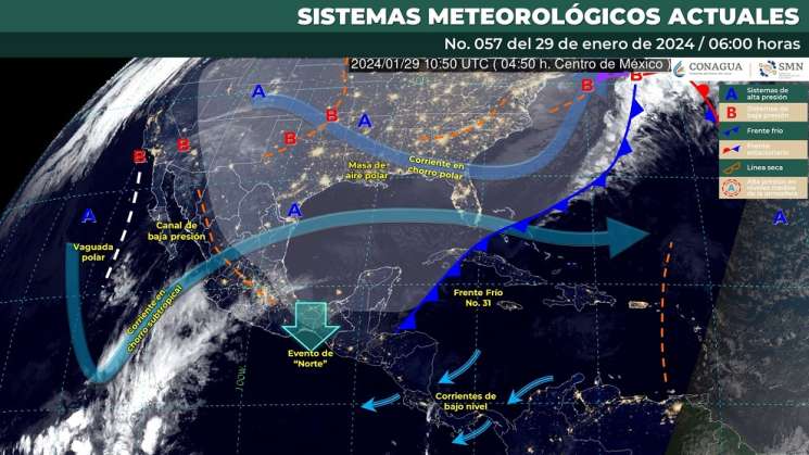 Frente frío 31 provocará fuerte evento de norte y frío en Oaxaca 