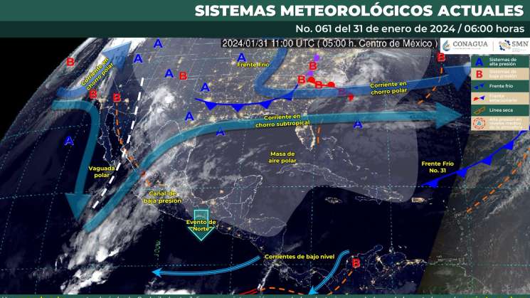 Se prevé un ambiente frío, lluvias ligeras y evento de norte 