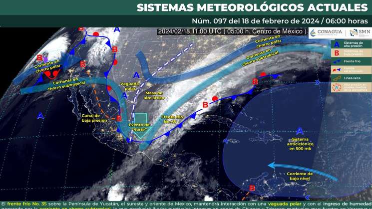 Bajas temperaturas vespertinas,evento de norte y lluvia en Oaxaca