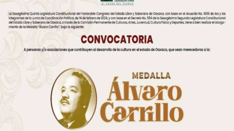 Convocan a postular persona o grupo para medalla Álvaro Carrillo 