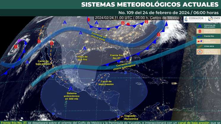   Frente frío 37 ocasionará lluvias y ambiente frío en Oaxaca 