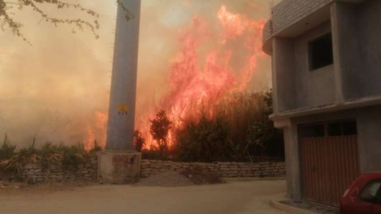 H. Bomberos de capital oaxaqueña sofocan incendio conurbano