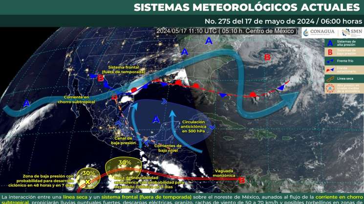  Probabilidad de lluvias aisladas en zonas serranas de Oaxaca 