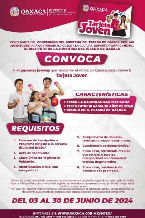 Convocatoria para obtener Tarjeta Joven en Oaxaca 