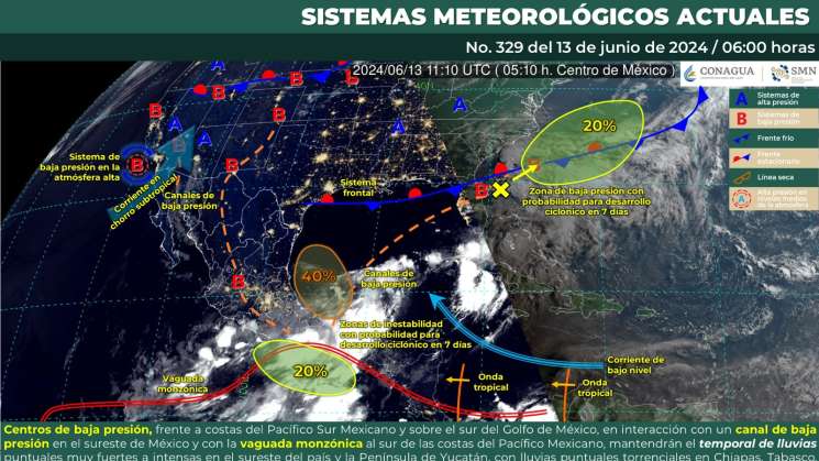  Se pronostican lluvias variables en Costa, Istmo y Sierra sur