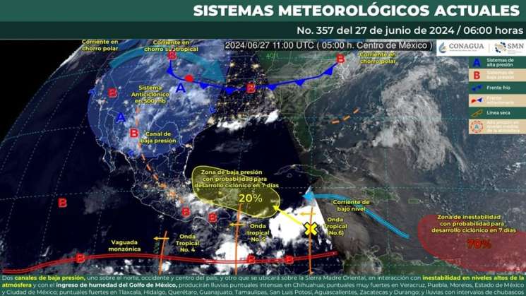 Favorece Onda tropical 5 condiciones de lluvias para Oaxaca