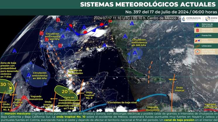  Onda tropical 11 dejará lluvias en diversas regiones de Oaxaca 