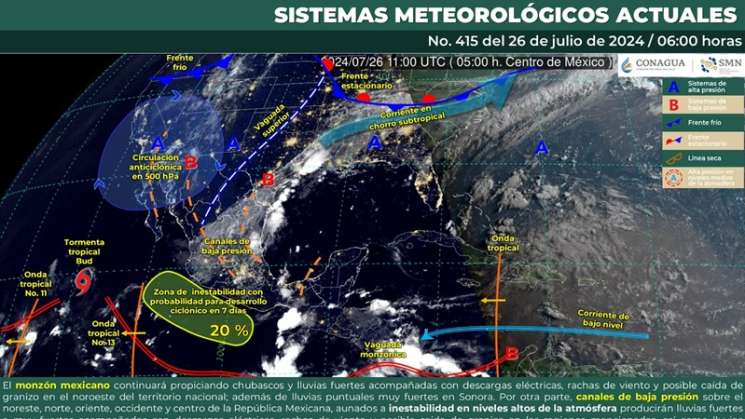 Se prevén lluvias y chubascos aislados este viernes en Oaxaca