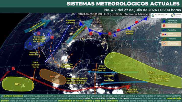 Continuarán las lluvias este sábado en Oaxaca 