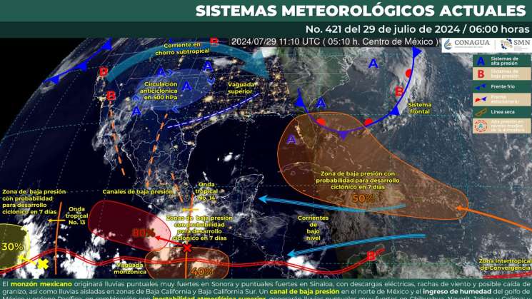  Se prevén lluvias en diferentes puntos de Oaxaca para este lunes