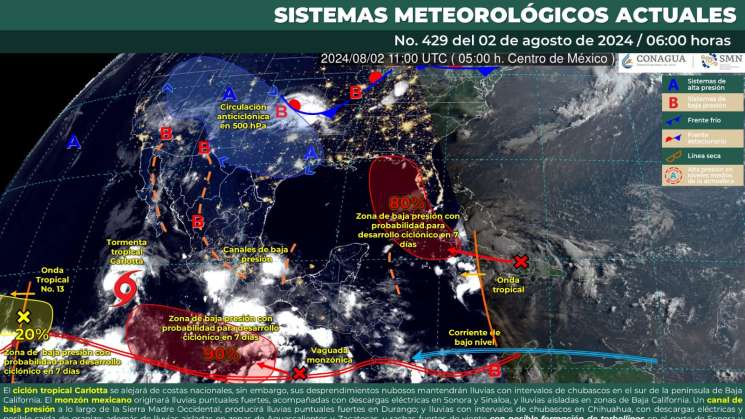 Se esperan lluvias y tormentas vespertinas en Oaxaca 