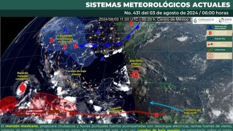 Se prevén lluvias para la tarde de este sábado en Oaxaca 