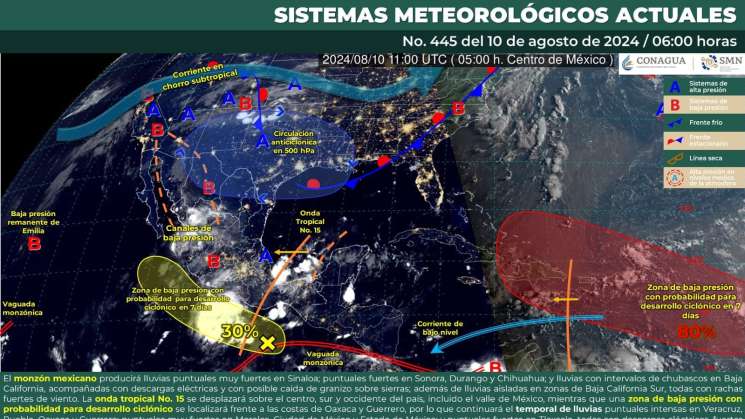 Onda tropical 15 mantendrá temporal lluvioso en Oaxaca 