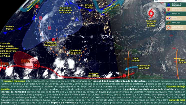 Siguen lluvias y tormentas en horas de la tarde-noche para Oaxaca