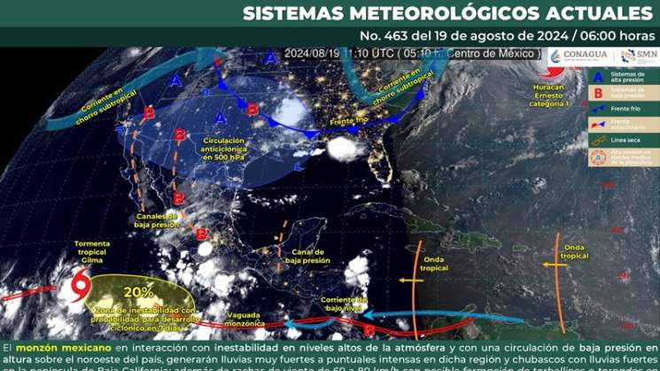  Continuará la presencia de lluvias en Oaxaca durante este lunes 