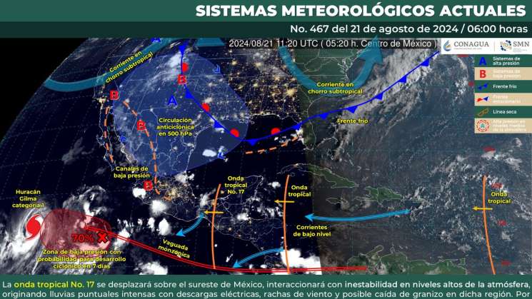 Continuarán lluvias con tormentas eléctricas en zonas de Oaxaca 