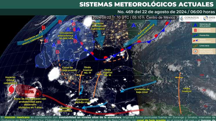  Entrada de onda tropical 18 mantendrá lluvias en Oaxaca 