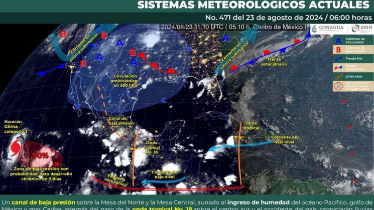 Mantendrá onda tropical 18 lluvias en gran parte Oaxaca 