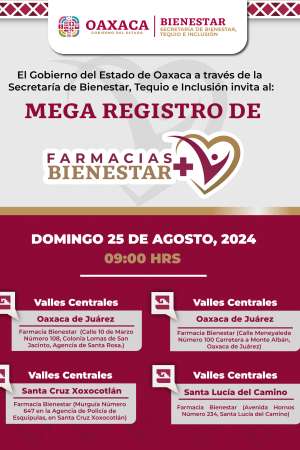 Realizará Sebienti Mega Registro de Farmacias Bienestar en Oaxaca