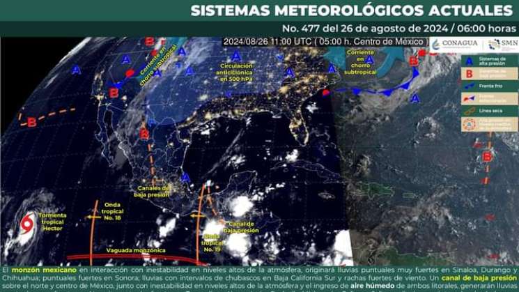 Continuarán las lluvias en gran parte de Oaxaca para este lunes  