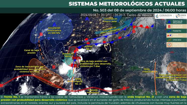 Se mantendrán lluvias por onda tropical y frente frío en Oaxac