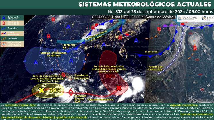 Tormenta tropical John causa lluvias extraordinarias en Oaxaca 